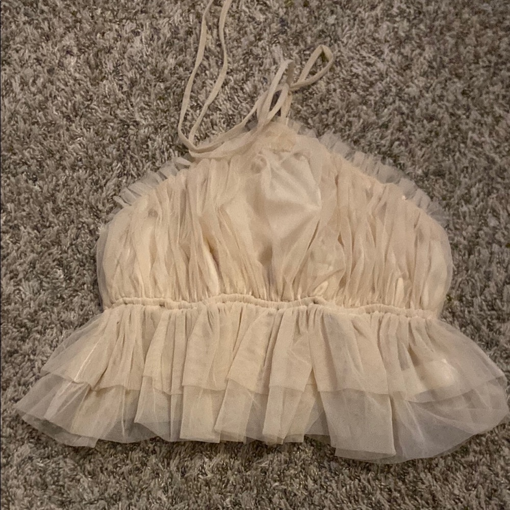 Blue Blush Cream Ruffled Camisole
